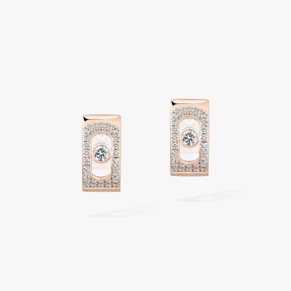 Messika Move Noa Pave Hoop Earrings in 18K Pink Gold | Fine Earrings | Coveti