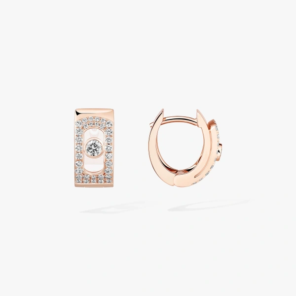Messika Move Noa Pave Hoop Earrings in 18K Pink Gold | Fine Earrings | Coveti