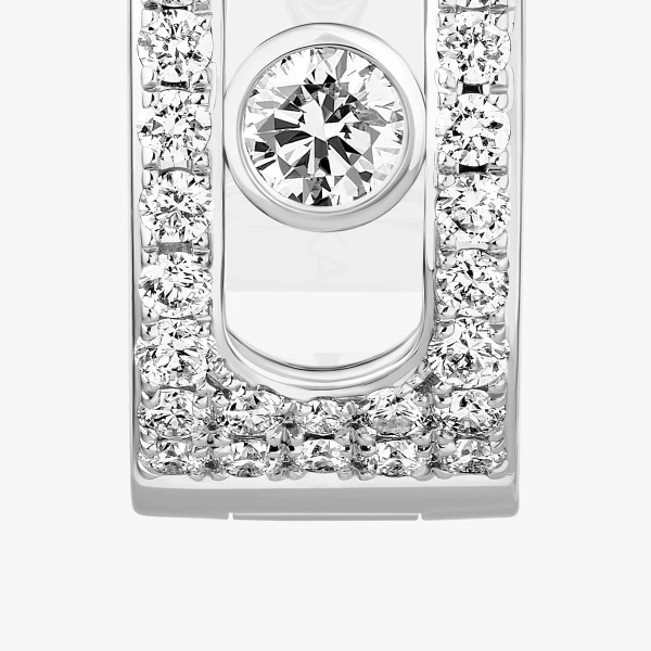 Messika Move Noa Pave Hoop Earrings in 18K White Gold | Fine Earrings | Coveti
