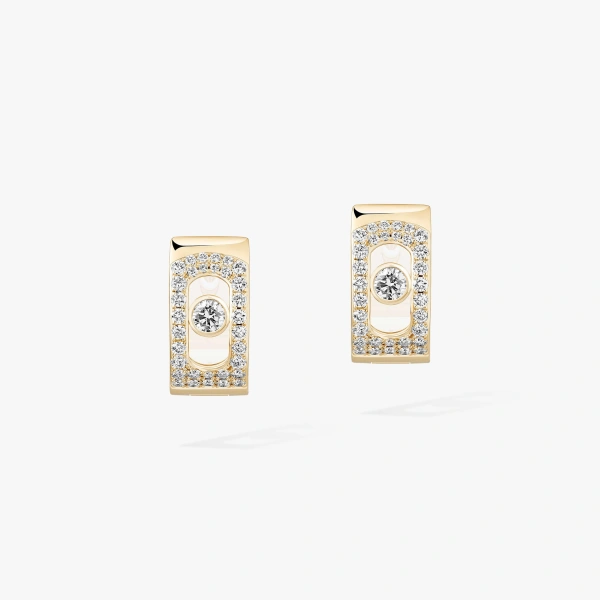 Messika Move Noa Pave Hoop Earrings in 18K Yellow Gold | Fine Earrings | Coveti