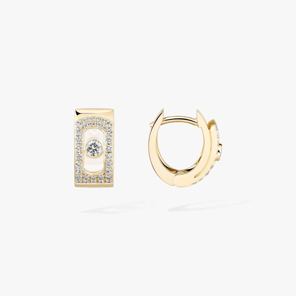 Messika Move Noa Pave Hoop Earrings in 18K Yellow Gold | Fine Earrings | Coveti