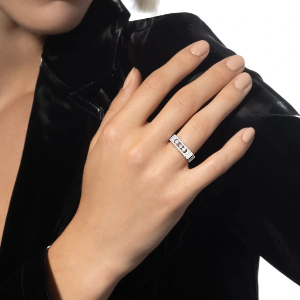 Messika Move Noa Pave Ring in 18K White Gold, Small Model | Fine Rings | Coveti
