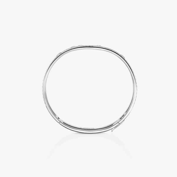 Messika Move Romane Half Pave Bracelet in 18K White Gold, Small Model | Fine Bracelets | Coveti