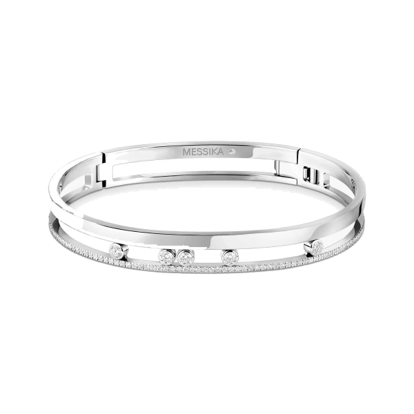 Move Romane Half Pave Bracelet in 18K White Gold, Small Model