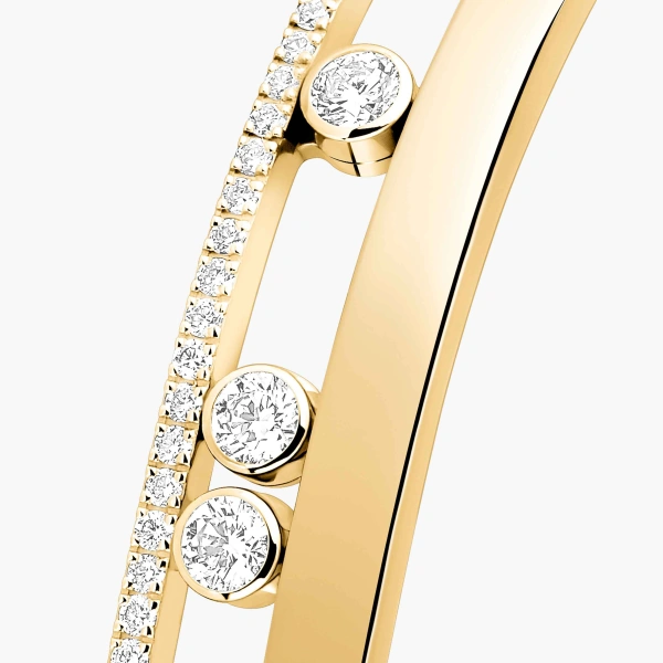Messika Move Romane Half Pave Bracelet in 18K Yellow Gold, Small Model | Fine Bracelets | Coveti
