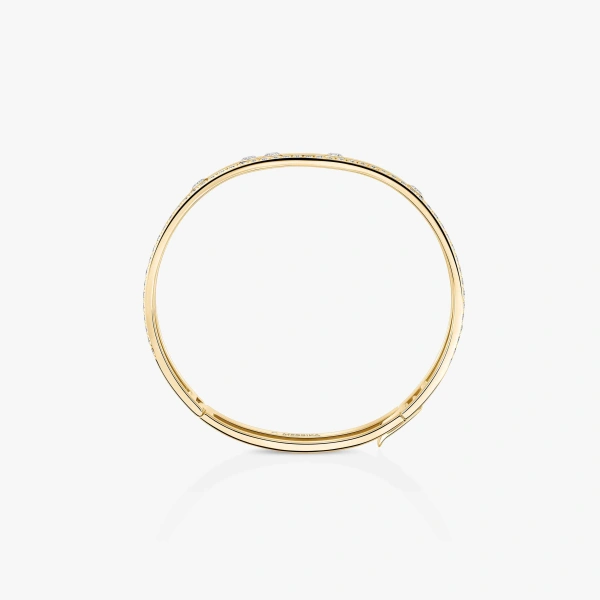 Messika Move Romane Half Pave Bracelet in 18K Yellow Gold, Small Model | Fine Bracelets | Coveti