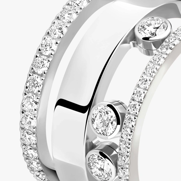 Messika Move Romane Half Pave Ring in 18K White Gold, Large Model | Fine Rings | Coveti