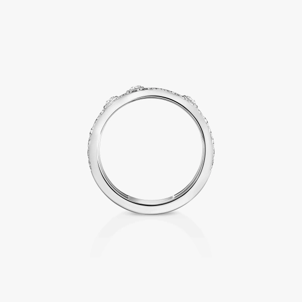 Messika Move Romane Half Pave Ring in 18K White Gold, Large Model | Fine Rings | Coveti