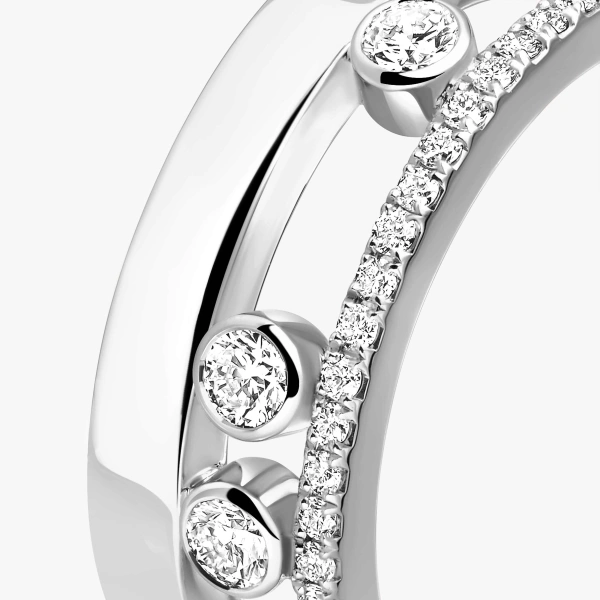 Messika Move Romane Half Pave Ring in 18K White Gold, Small Model | Fine Rings | Coveti