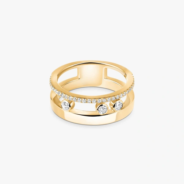 Messika Move Romane Half Pave Ring in 18K Yellow Gold, Small Model | Fine Rings | Coveti