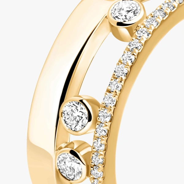 Messika Move Romane Half Pave Ring in 18K Yellow Gold, Small Model | Fine Rings | Coveti