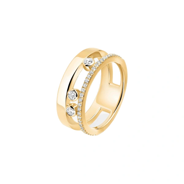 Messika Move Romane Half Pave Ring in 18K Yellow Gold, Small Model | Fine Rings | Coveti