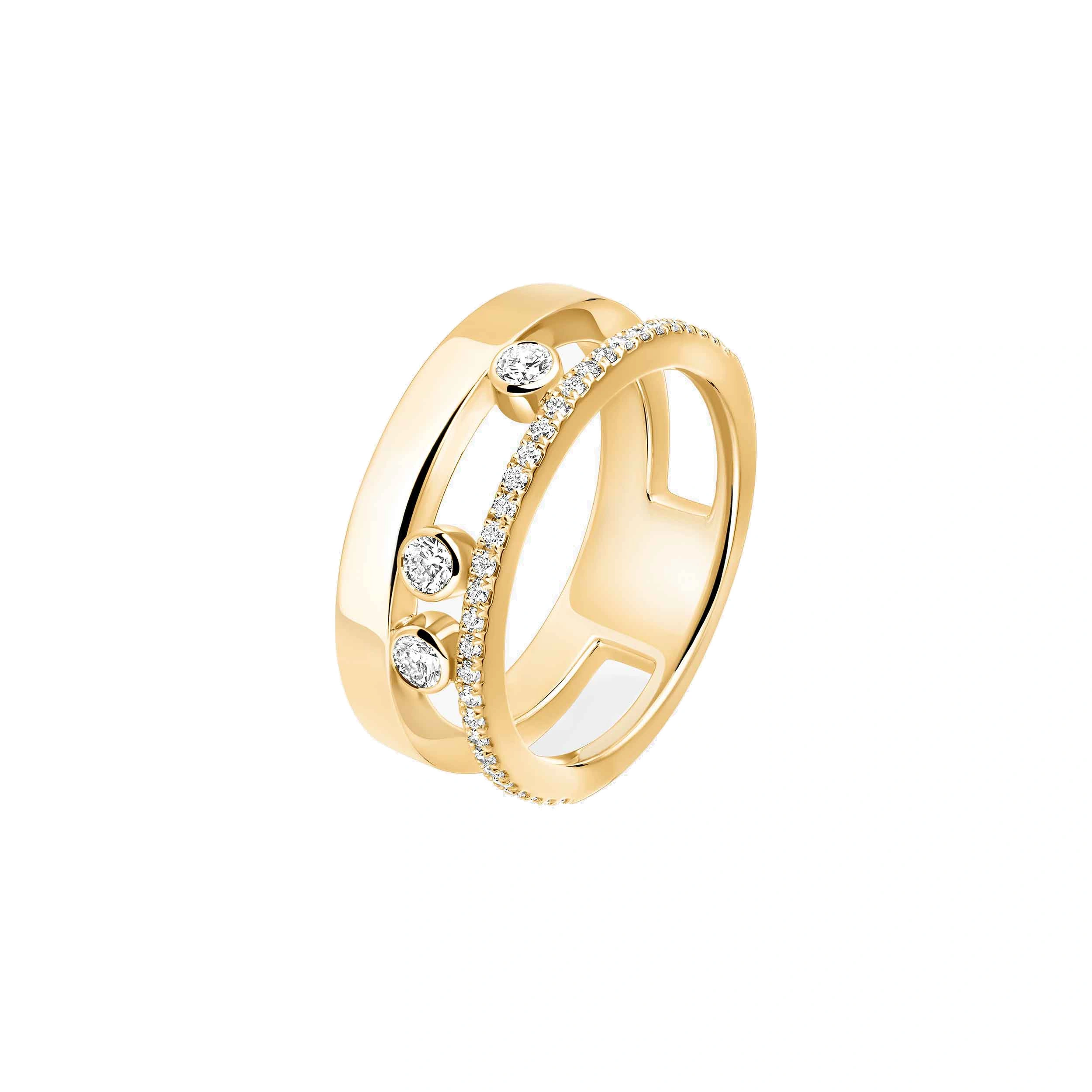 Messika Move Romane Half Pave Ring in 18K Yellow Gold, Small Model Messika Move Romane Half Pave Ring in 18K Yellow Gold, Small Model | Fine Rings | Coveti