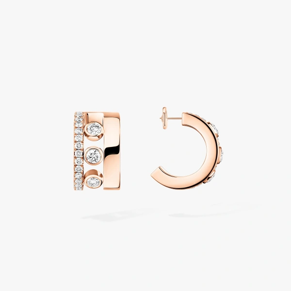 Messika Move Romane Mini Hoop Earrings in 18K Pink Gold | Fine Earrings | Coveti