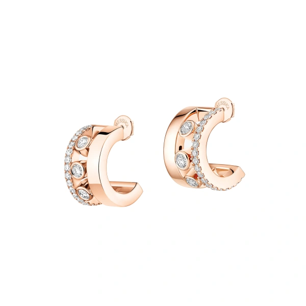 Messika Move Romane Mini Hoop Earrings in 18K Pink Gold | Fine Earrings | Coveti