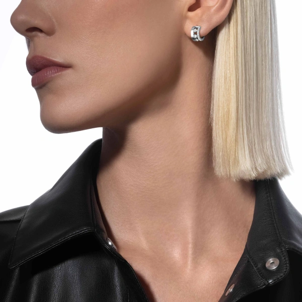 Messika Move Romane Mini Hoop Earrings in 18K White Gold | Fine Earrings | Coveti