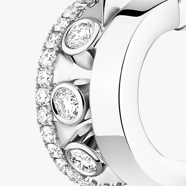 Messika Move Romane Mini Hoop Earrings in 18K White Gold | Fine Earrings | Coveti