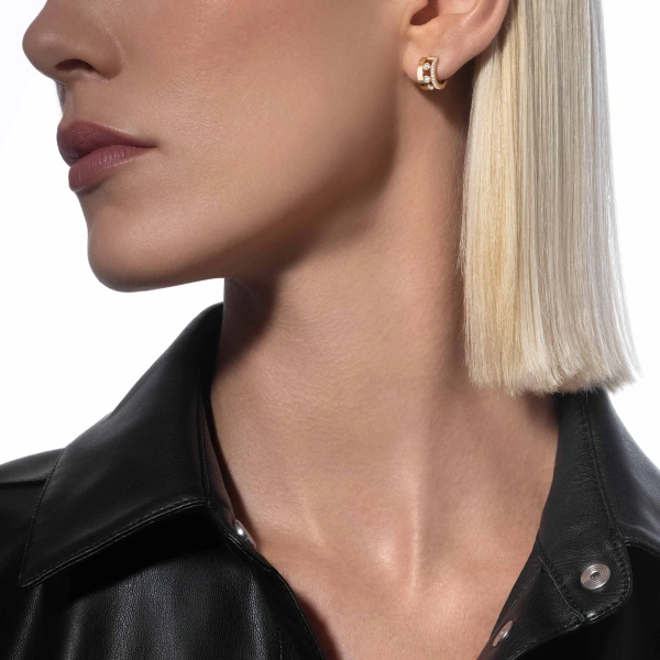 Messika Move Romane Mini Hoop Earrings in 18K Yellow Gold | Fine Earrings | Coveti