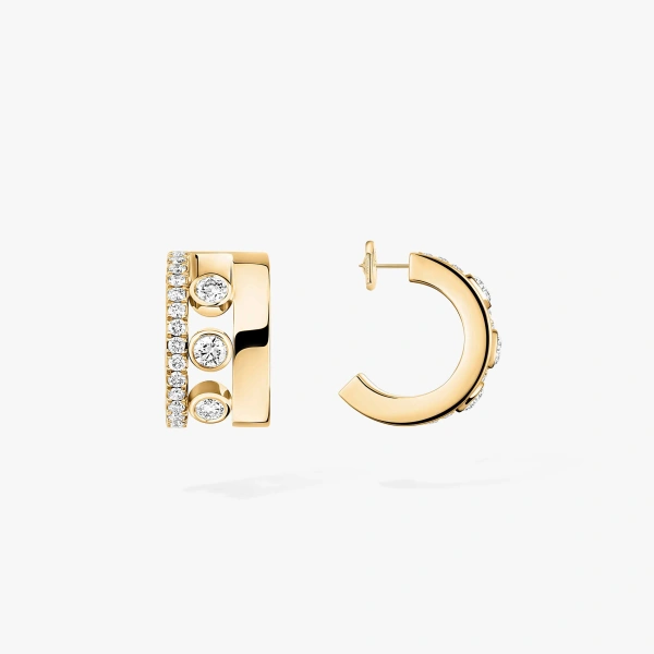 Messika Move Romane Mini Hoop Earrings in 18K Yellow Gold | Fine Earrings | Coveti