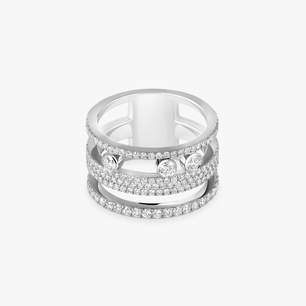 Messika Move Romane Pave Ring in 18K White Gold, Large Model | Fine Rings | Coveti
