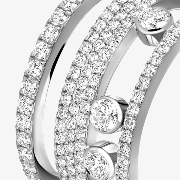 Messika Move Romane Pave Ring in 18K White Gold, Large Model | Fine Rings | Coveti