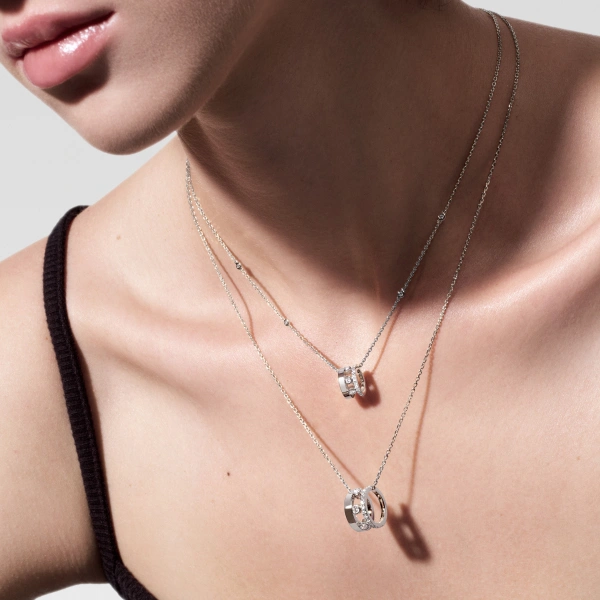 Messika Move Romane Pendant Necklace in 18K White Gold, Large | Fine Necklaces | Coveti