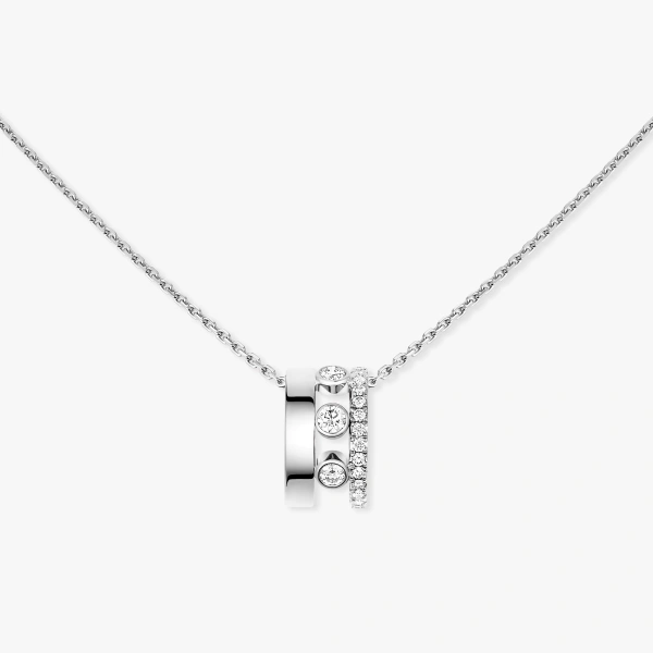 Messika Move Romane Pendant Necklace in 18K White Gold, Large | Fine Necklaces | Coveti
