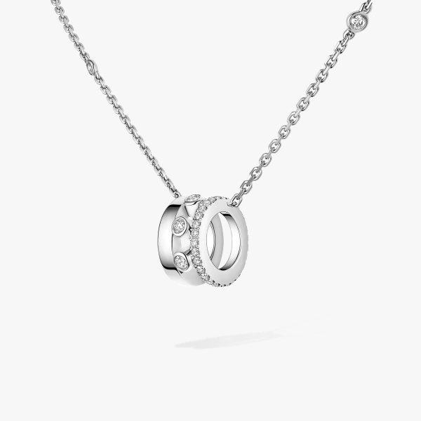 Messika Move Romane Pendant Necklace in 18K White Gold, Small Model | Fine Necklaces | Coveti