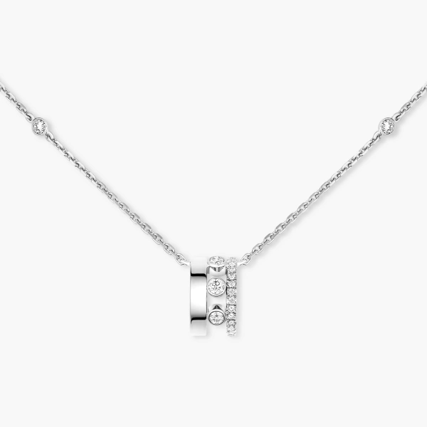 Messika Move Romane Pendant Necklace in 18K White Gold, Small Model | Fine Necklaces | Coveti