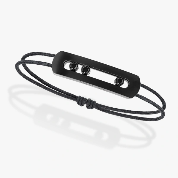 Messika Move Titanium Black Cord Bracelet in Black Titanium, Large Model | Fine Bracelets | Coveti