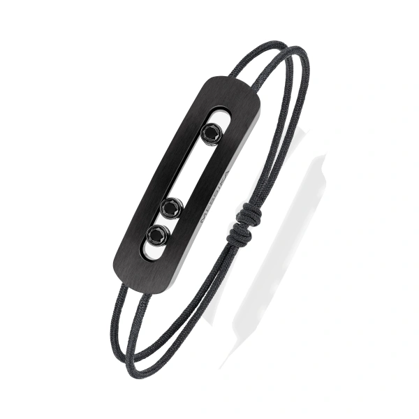 Messika Move Titanium Black Cord Bracelet in Black Titanium, Large Model | Fine Bracelets | Coveti