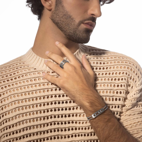 Messika Move Titanium Cord Bracelet in Natural Titanium, Medium Model | Fine Bracelets | Coveti