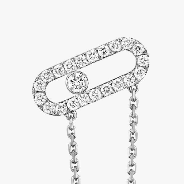 Messika Move Uno Asymmetrical Earrings in 18K White Gold | Fine Earrings | Coveti