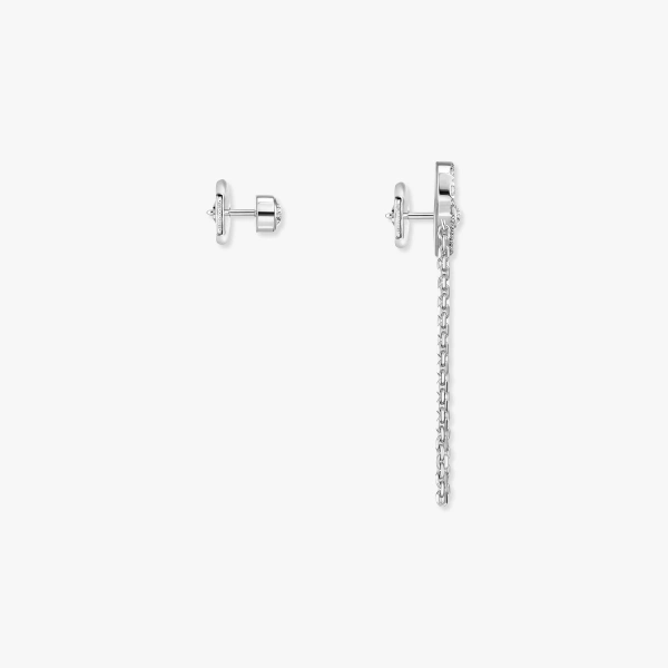 Messika Move Uno Asymmetrical Earrings in 18K White Gold | Fine Earrings | Coveti