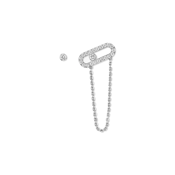 Move Uno Asymmetrical Earrings in 18K White Gold