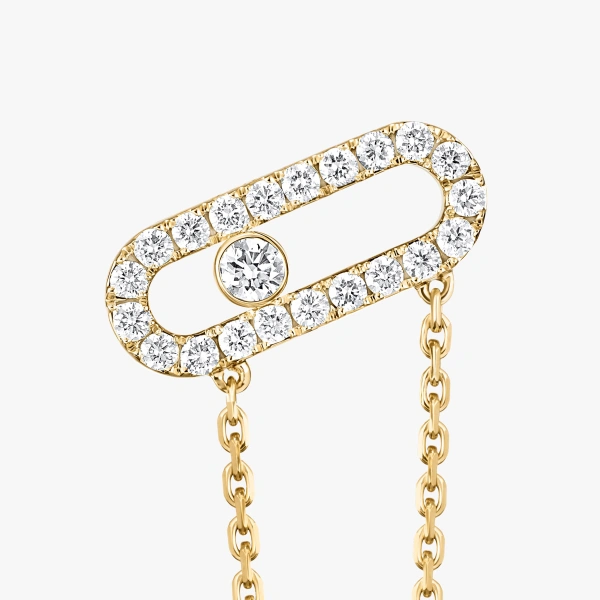 Messika Move Uno Asymmetrical Earrings in 18K Yellow Gold | Fine Earrings | Coveti