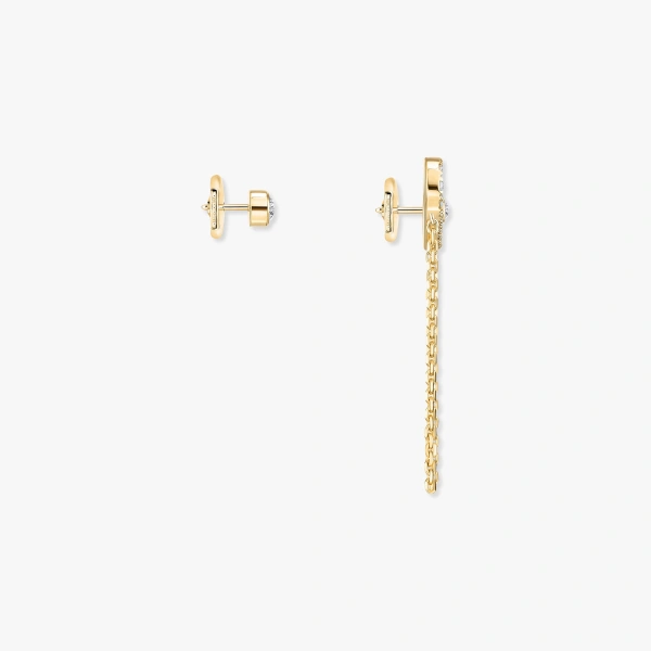 Messika Move Uno Asymmetrical Earrings in 18K Yellow Gold | Fine Earrings | Coveti