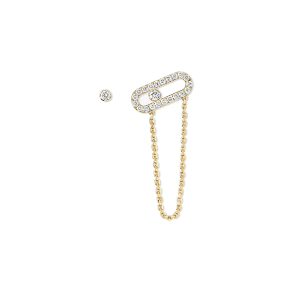 Messika Move Uno Asymmetrical Earrings in 18K Yellow Gold | Fine Earrings | Coveti