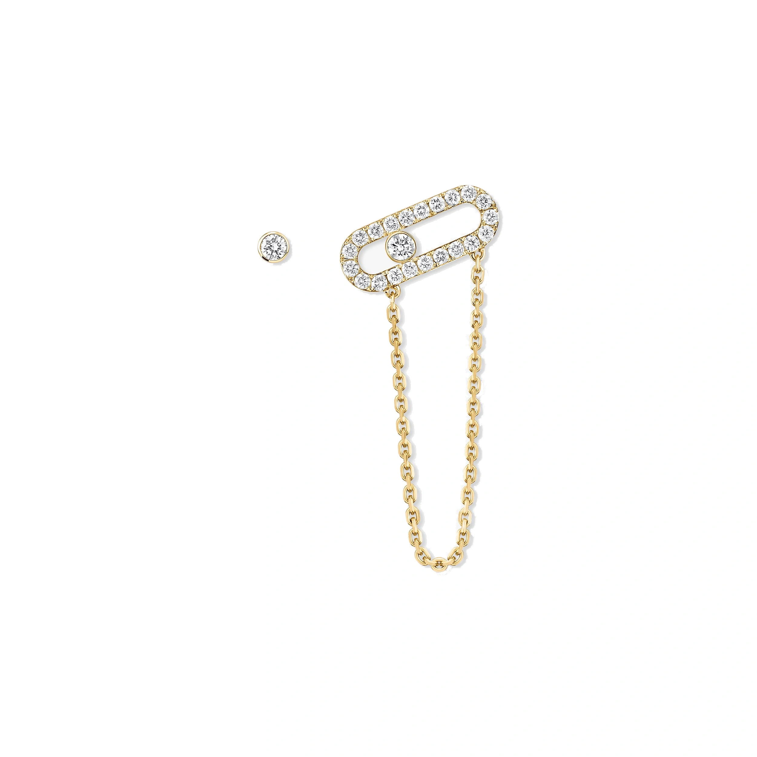 Messika Move Uno Asymmetrical Earrings in 18K Yellow Gold Messika Move Uno Asymmetrical Earrings in 18K Yellow Gold | Fine Earrings | Coveti