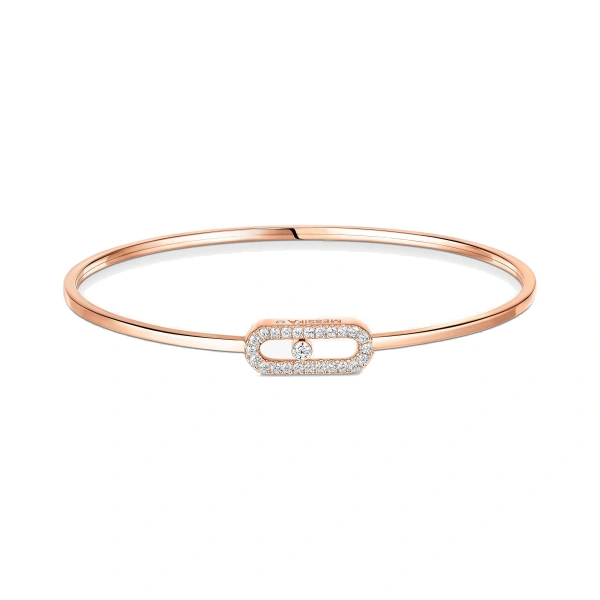 Messika Move Uno Bangle in 18K Pink Gold, Small Model | Fine Bracelets | Coveti