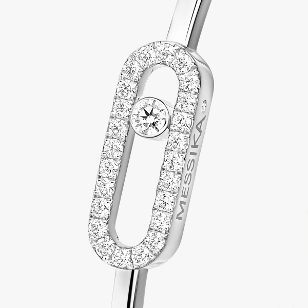 Messika Move Uno Bangle in 18K White Gold, Large Model | Fine Bracelets | Coveti