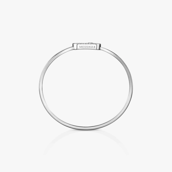 Messika Move Uno Bangle in 18K White Gold, Large Model | Fine Bracelets | Coveti