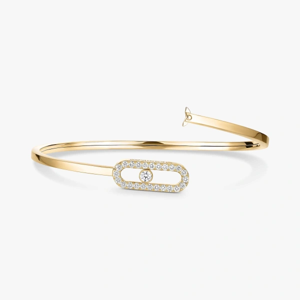 Messika Move Uno Bangle in 18K Yellow Gold, Large Model | Fine Bracelets | Coveti
