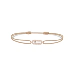 Messika Move Uno Beige Cord Bracelet in 18K Pink Gold | Fine Bracelets | Coveti