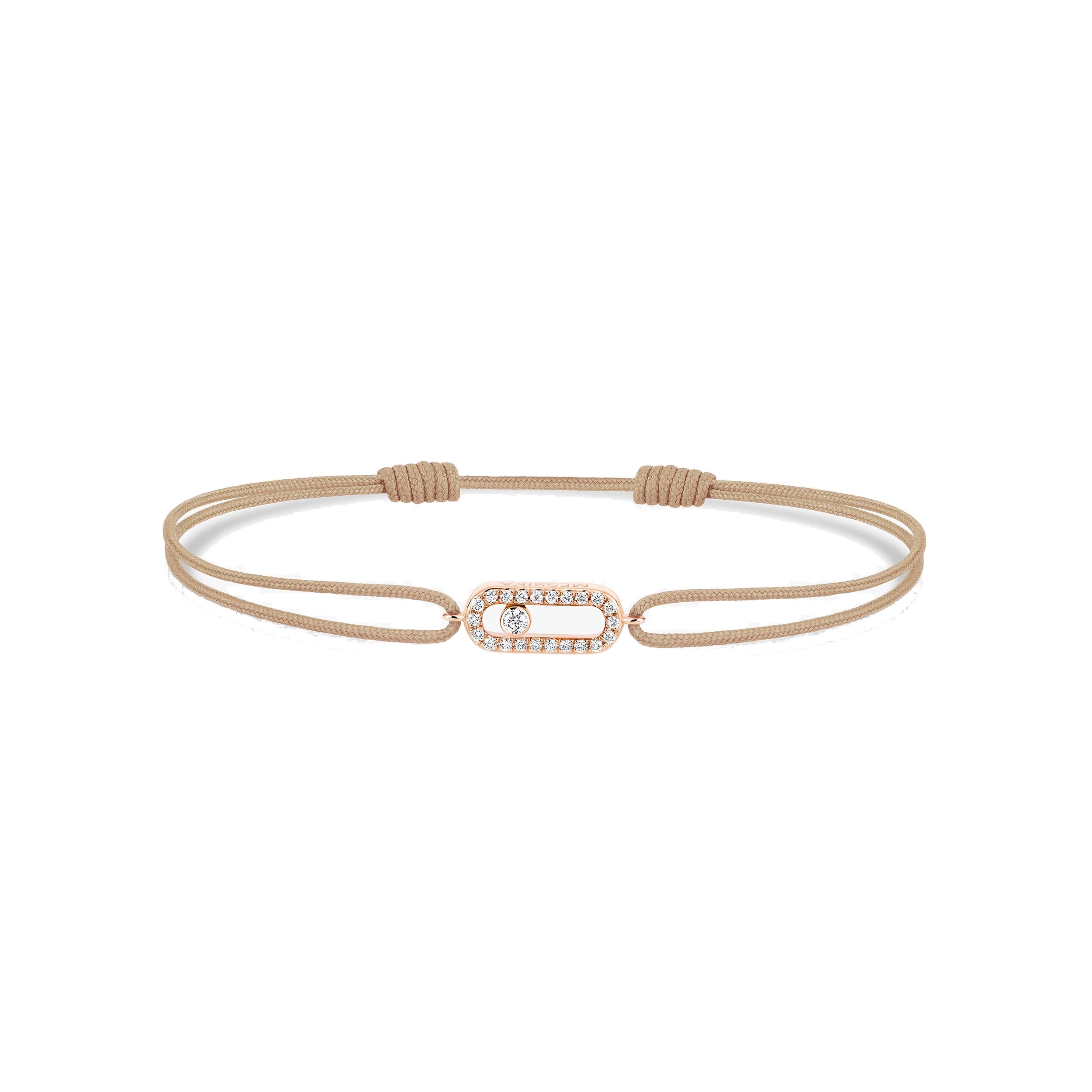 Messika Move Uno Beige Cord Bracelet in 18K Pink Gold Messika Move Uno Beige Cord Bracelet in 18K Pink Gold | Fine Bracelets | Coveti