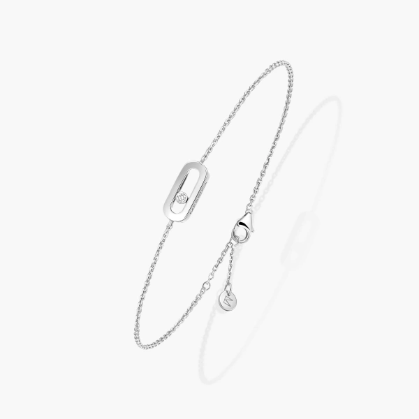 Messika Move Uno Bracelet in 18K White Gold, Mini Model | Fine Bracelets | Coveti