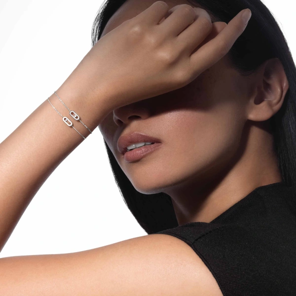 Messika Move Uno Bracelet in 18K White Gold, Mini Model | Fine Bracelets | Coveti
