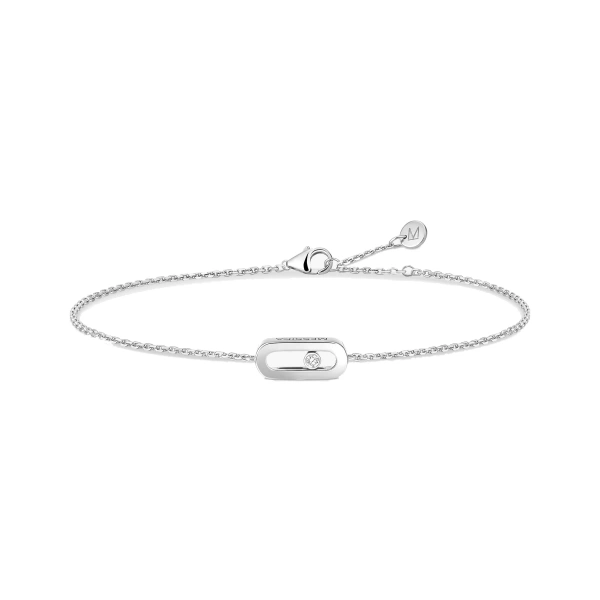 Messika Move Uno Bracelet in 18K White Gold, Mini Model | Fine Bracelets | Coveti