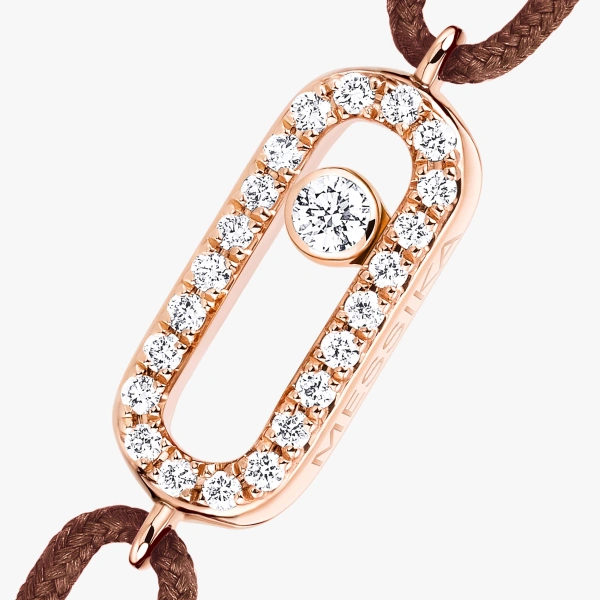Messika Move Uno Chocolate Cord Bracelet in 18K Pink Gold | Fine Bracelets | Coveti
