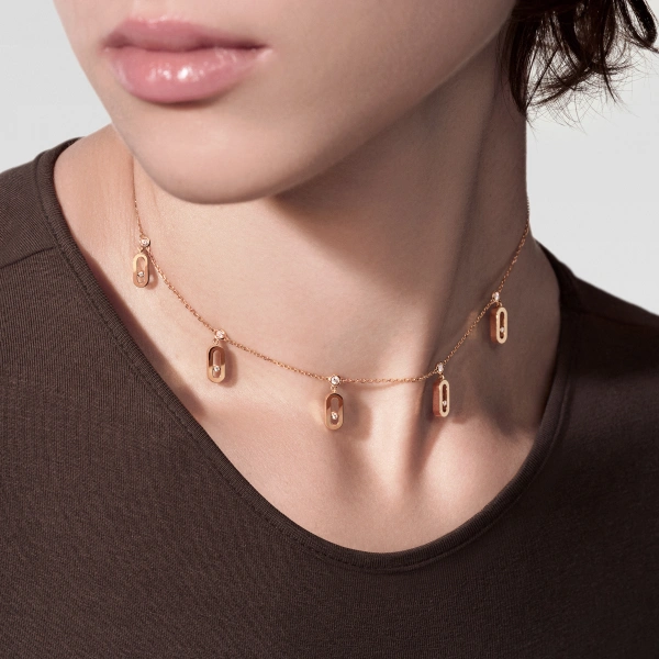 Messika Move Uno Choker Necklace in 18K Pink Gold | Fine Necklaces | Coveti